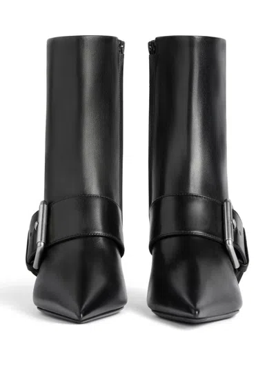 Balenciaga Women Leather Ankle Boots With Maxi Buckle