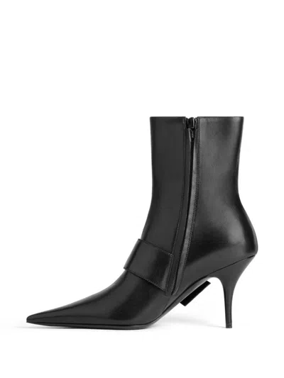 Balenciaga Women Leather Ankle Boots With Maxi Buckle