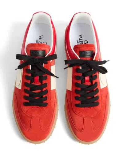 Valentino Garavani Upvillage Low Top Trainer In Split Leather And Calfskin Nappa Leather