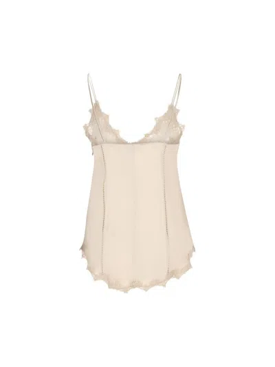 Isabel Marant Diandra Lace-embellished Stretch-silk Camisole Top In Neutral