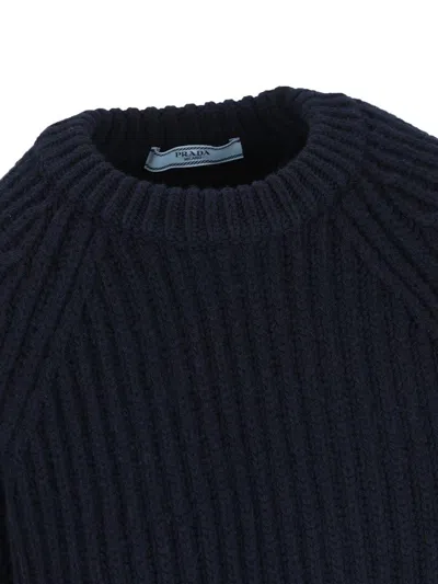 Prada Wool Blend Sweater With Safety Pin Detail