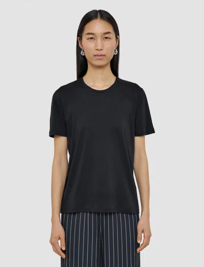 Joseph Womens Black Round-neck Regular-fit Cotton And Silk-blend T-shirt