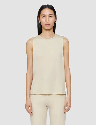 Joseph Womens Affogato Round-neck Regular-fit Cotton And Silk-blend Tank Top In Neutral