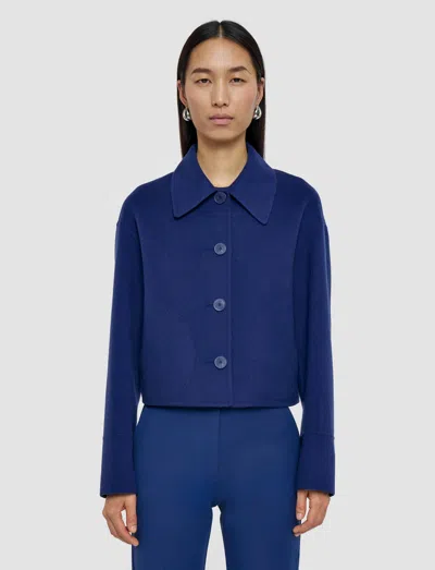 Joseph Womens Cobalt Gerrard Regular-fit Wool And Silk-blend Jacket