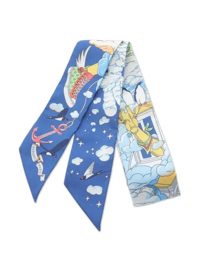 Pre-owned Hermes 2020s Sur Mon Nuage Scarf In Blue
