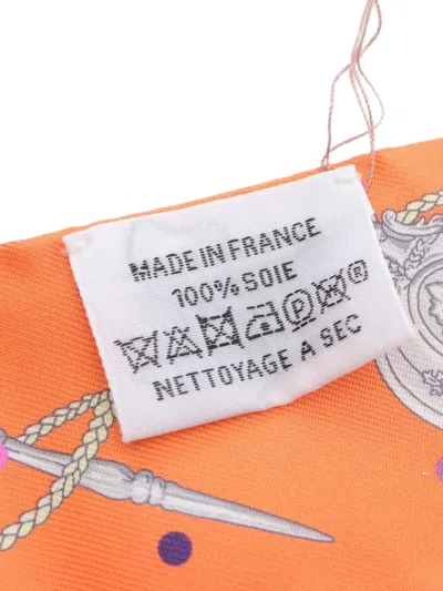Pre-owned Hermes 2023 Les Cles A Pois Bandeau Scarf In Orange