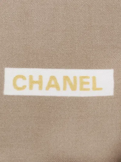 Pre-owned Chanel 1986-1988 Coco Mark Silk Scarf In Neutral