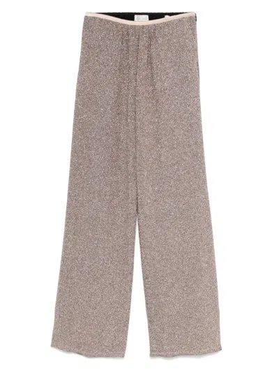 Forte Forte Women Lurex Wide-leg Trousers In Nude