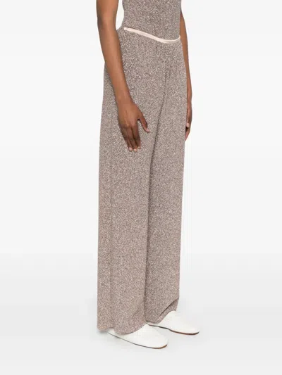 Forte Forte Women Lurex Wide-leg Trousers In Nude