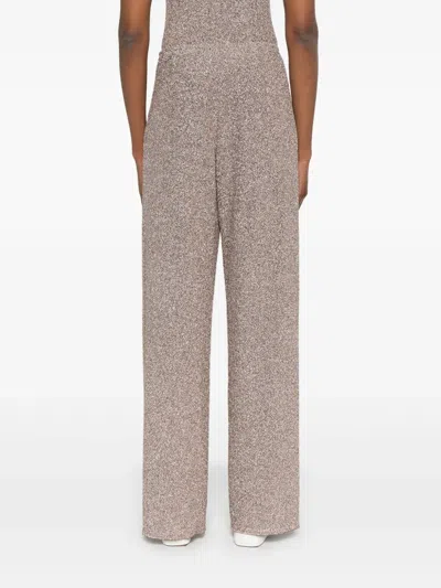 Forte Forte Women Lurex Wide-leg Trousers In Nude