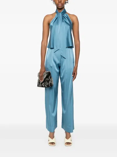 Forte Forte Elasticated-waistband Palazzo Trousers In Blue