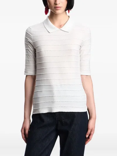 Emporio Armani Jersey Polo Shirt With Lace Details In White