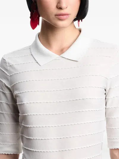 Emporio Armani Jersey Polo Shirt With Lace Details In White