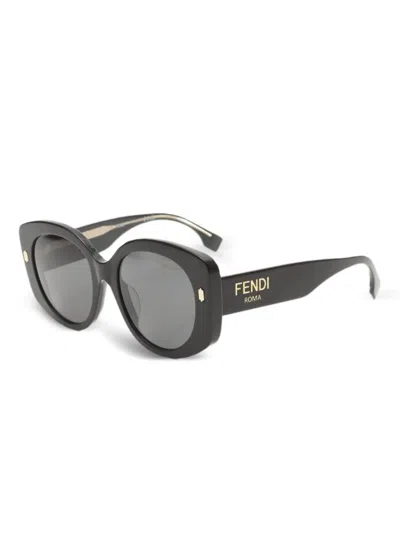 Pre-owned Fendi 2020s Roma Sunglasses In Black