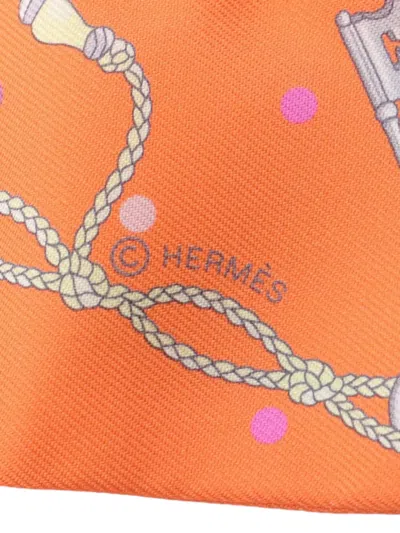 Pre-owned Hermes 2020s Twilly Les Cles A Pois In Orange