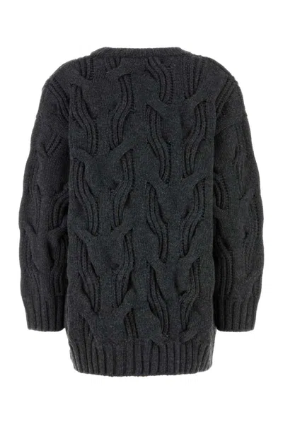 Bottega Veneta Oversize Cable Knit Wool Sweater In Black