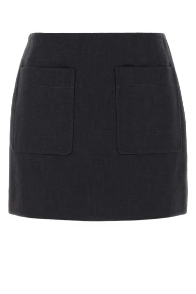 Bottega Veneta Graphite Cotton Blend Mini Skirt In Black