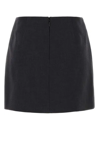 Bottega Veneta Graphite Cotton Blend Mini Skirt In Black