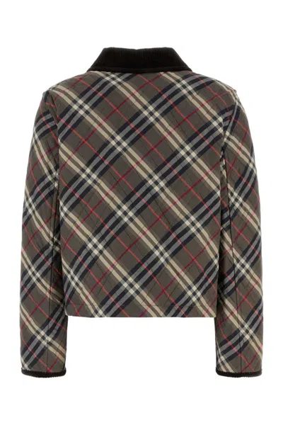 Burberry Cropped Check Quilted Cotton Jacket In Multi