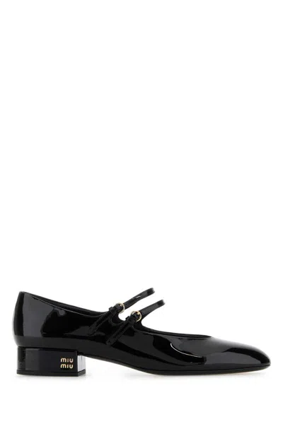 Miu Miu Patent Leather Slingback Pumps With Buckles