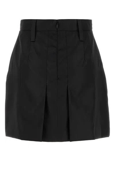 Prada Pleated Recycled Polyamide Skirt With Tailored Fit In Black