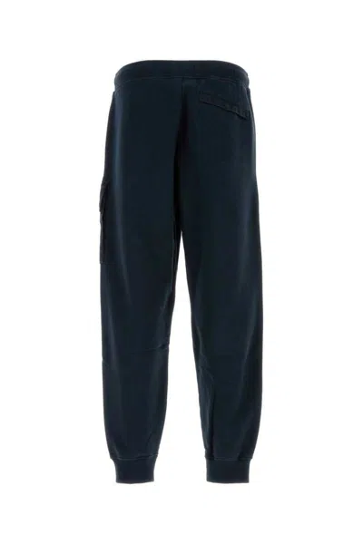 Stone Island Cotton Cargo Joggers Elastic Waistband In Blue