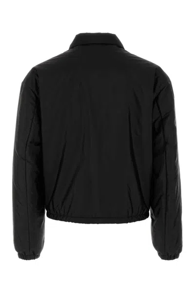Prada Nylon Padded Jacket Elastic Cuffs In Black