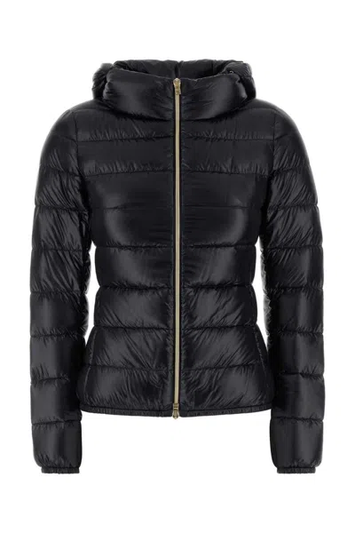 Herno Hooded Padded Quilted Down Jacket In Black