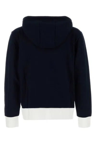 Thom Browne Zip Up Hoodie With Engineered 4 Bar In Color Blocked Solid In Blue