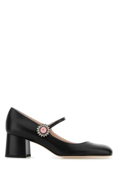 Valentino Leather Block Heel Pumps With Embellished Detail