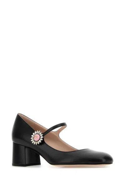 Valentino Leather Block Heel Pumps With Embellished Detail