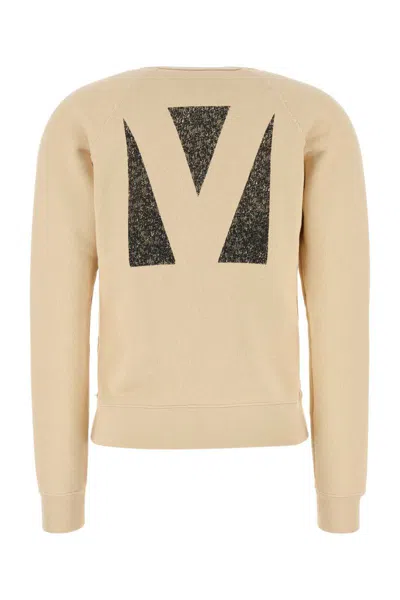 Valentino Graphic Print Cotton Sweatshirt With Raglan Sleeves In Neutral