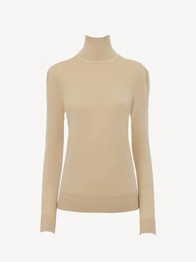 Chloé Pull Col Roulé Femme Beige Taille Xs 100% Laine, Polyamide, Élasthanne In Neutral