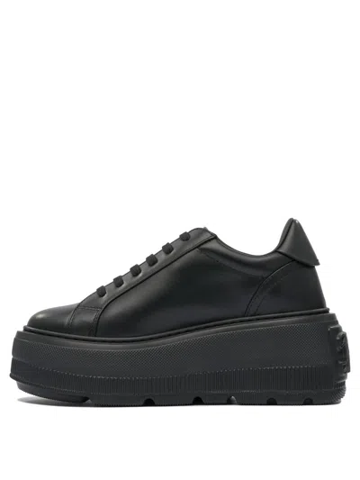Casadei Low Top Platform Sneakers In Black