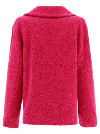 Harris Wharf London Textured Fabric Double-breasted Coat With Notched Lapels In Pink