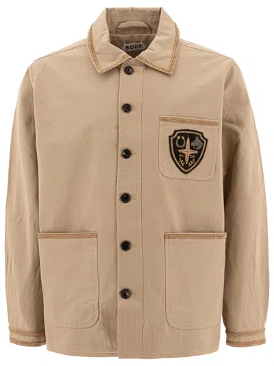 Bode Men Beige Cotton Bullion Jacket In Pink