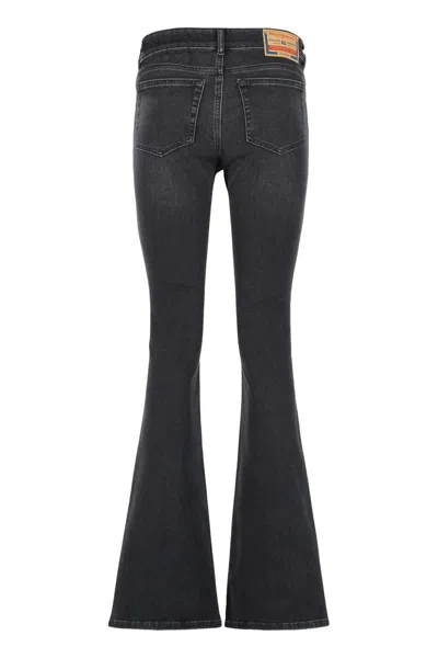 Diesel 1969 D-ebbey Flared Five Pocket Trousers In Black