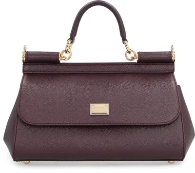 Dolce & Gabbana Sicily Leather Top-handle Bag In Purple