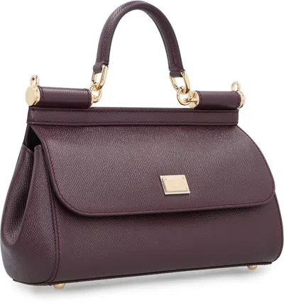 Dolce & Gabbana Sicily Leather Top-handle Bag In Purple