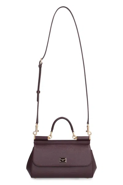 Dolce & Gabbana Sicily Leather Top-handle Bag In Purple