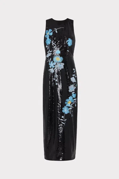 Milly Tiana Floral Sequins Midi Dress