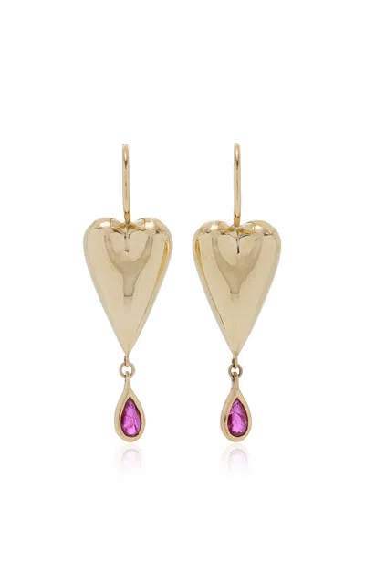 Rachel Quinn 14k Yellow Gold Ruby Earrings