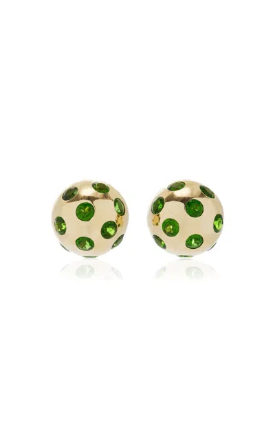 Rachel Quinn 14k Yellow Gold Chrome Diopside Ball Earrings