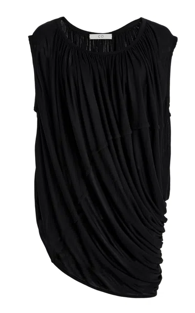 Co Draped Jersey Top In Black
