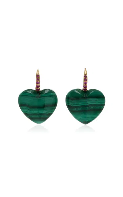 Rachel Quinn 14k Yellow Gold Sapphire Malachite Earrings