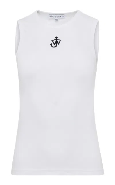 Jw Anderson Anchor-embroidered Cotton Vest In White