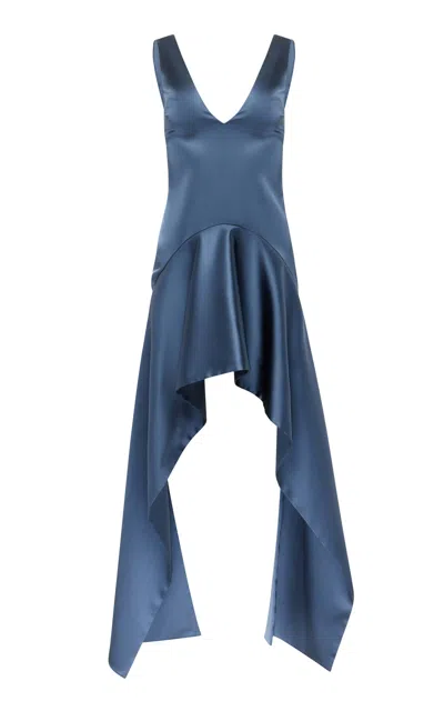 Jw Anderson Mens Steel Blue V-neck Panels Stretch-woven Mini Dress In Blue
