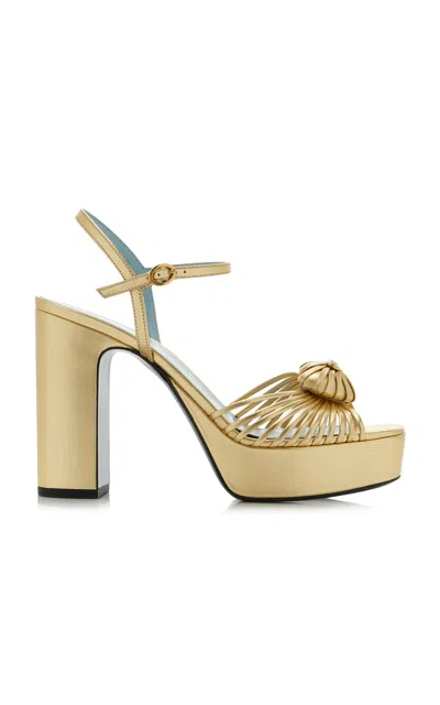 Valentino Royal Metallic Nappa Leather Heart Platform Sandals