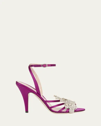 Valentino Ladycrush Strass Flower Ankle-strap Sandals