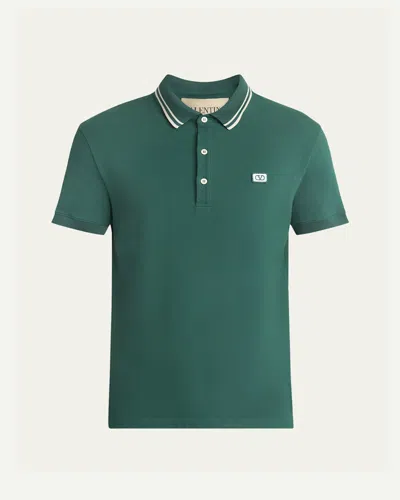 Valentino Polo Jersey Regular Embroidered Dreamatic In Green